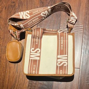 Steve Madden Brown and Cream Men's Crossbody Bag